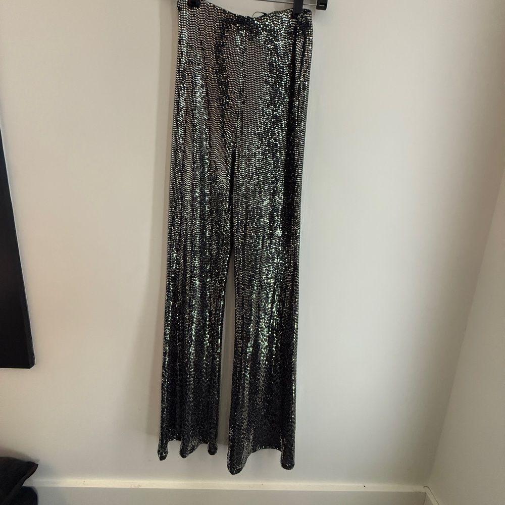 Sequin Silver Bell Bottoms - NWOT - medium
